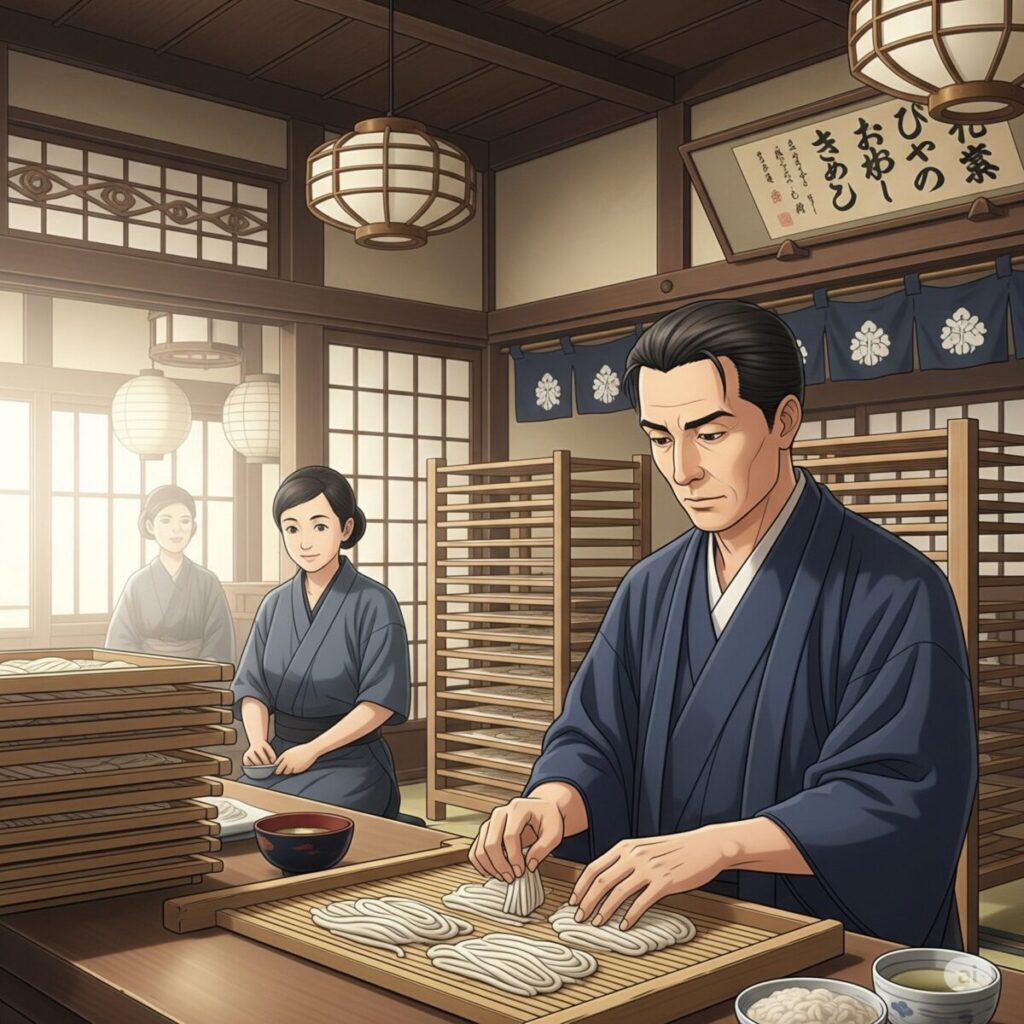 生そばを乾燥させる工夫の様子（イメージ画像）
