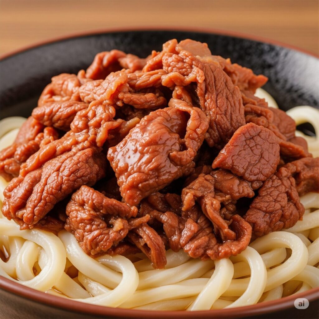 甘辛く煮込まれた馬肉(さくら肉)