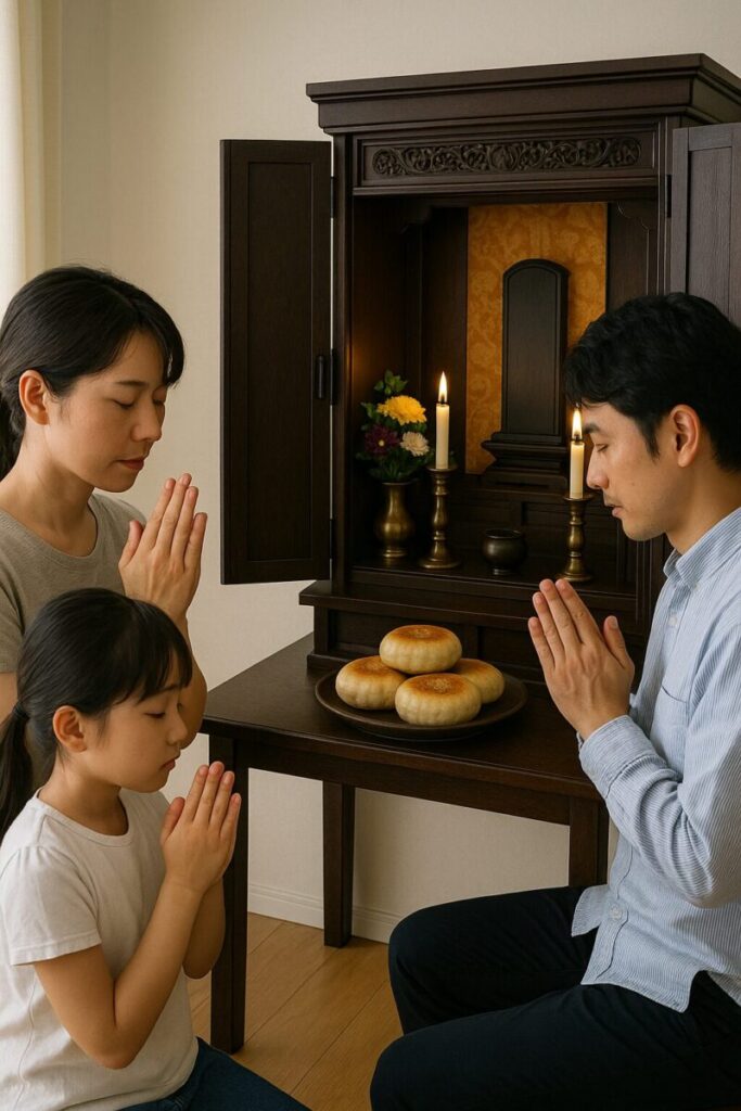 おやきを仏前に供える(イメージ画像)
