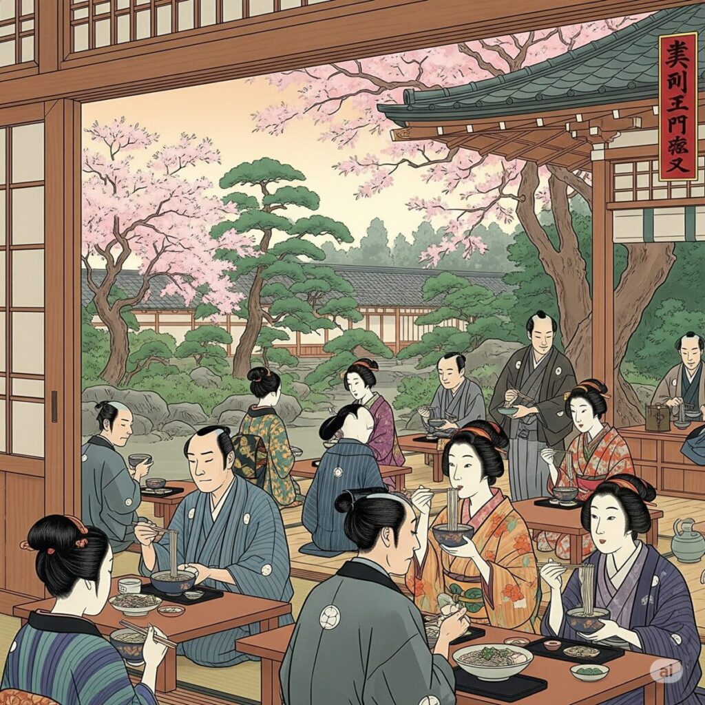 にしんそばを食べる観客（イメージ画像）