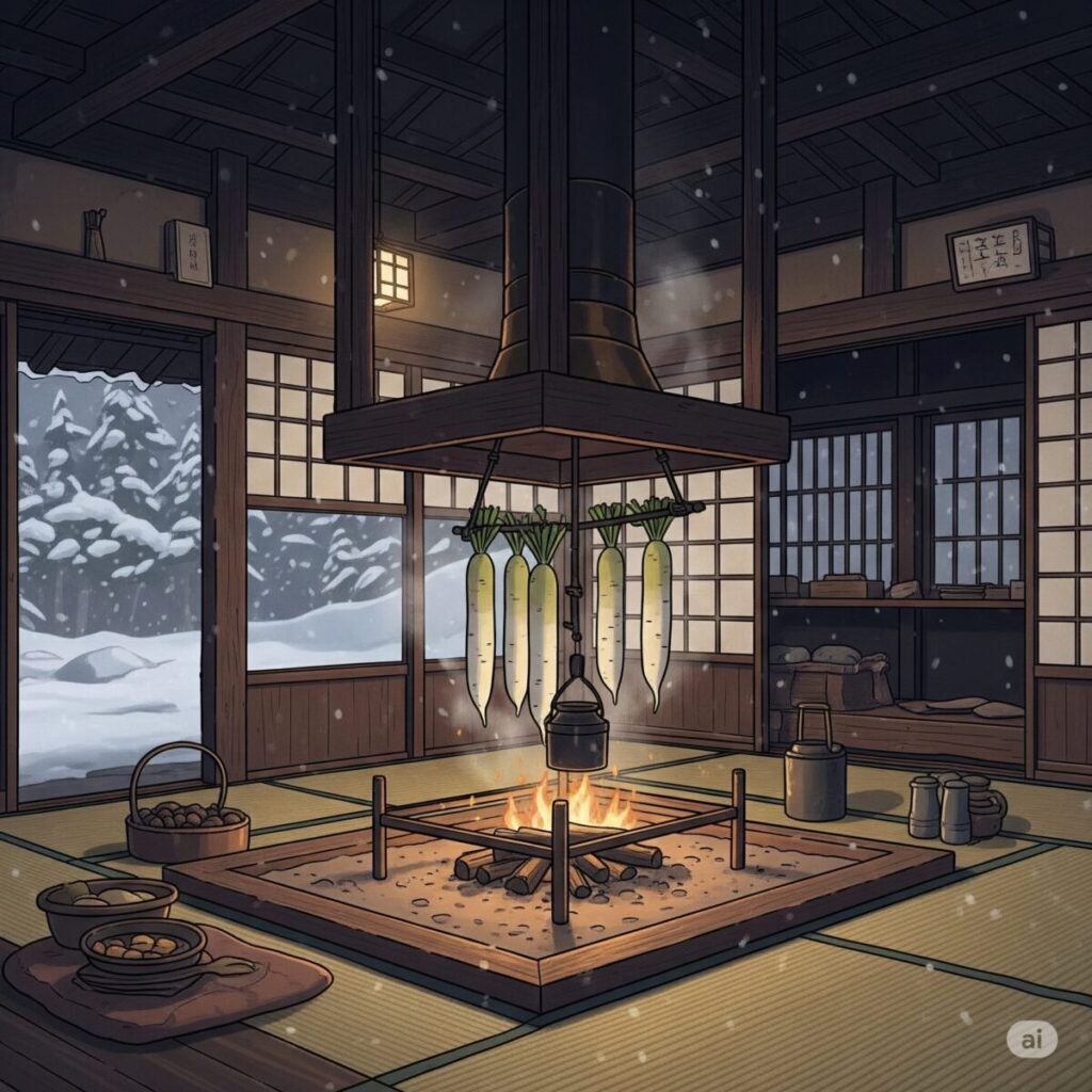 大根を囲炉裏で燻す（イメージ画像）