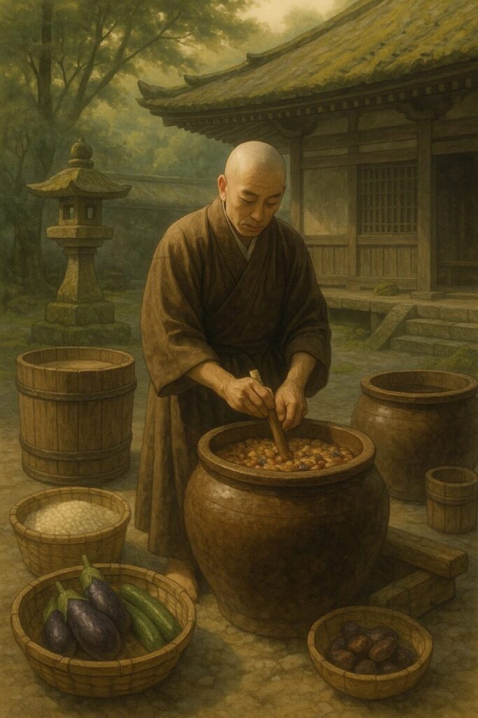 径山寺味噌を作る覚心(イメージ画像)