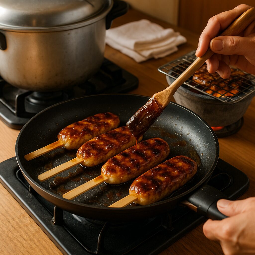 たれを塗って仕上げ焼き