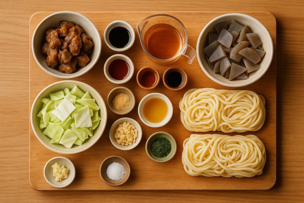 ぼっかけ焼きそばの材料