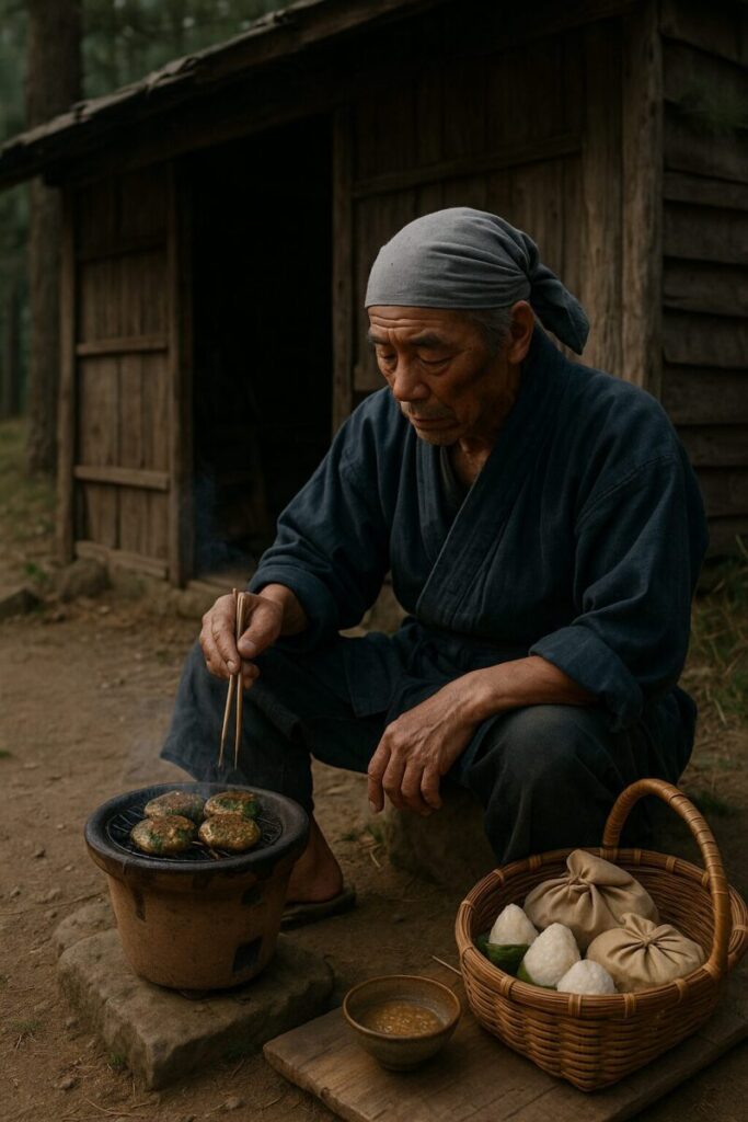 山小屋(山家)で焼いて食べた「さんが焼き」