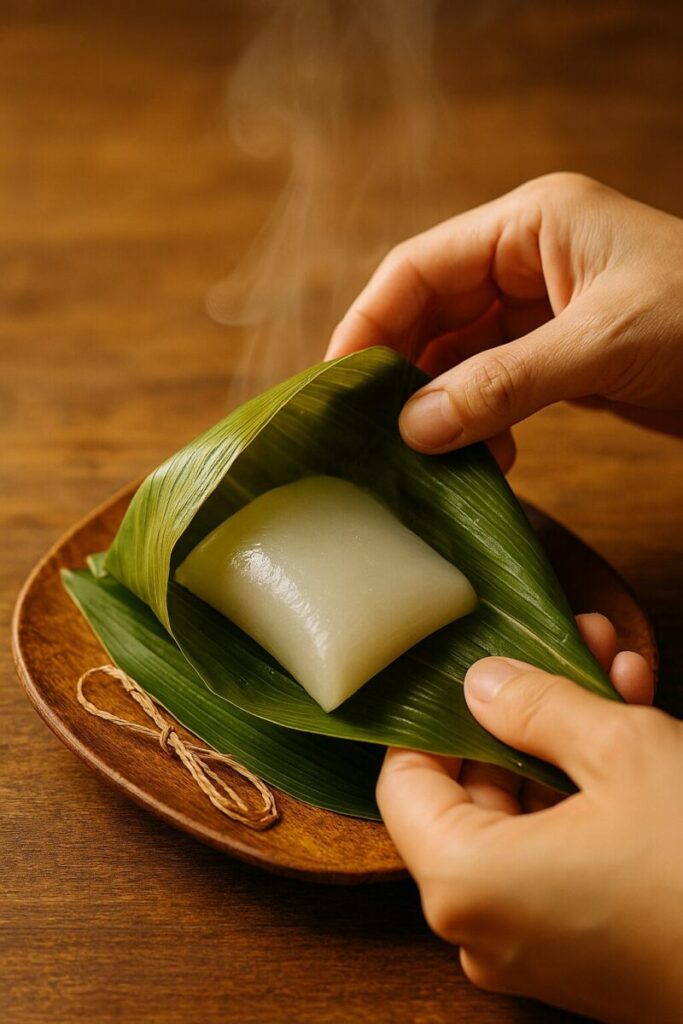 月桃の葉を向く