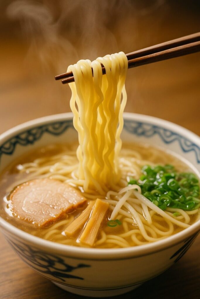 松江ラーメンの中太ちぢれ麺