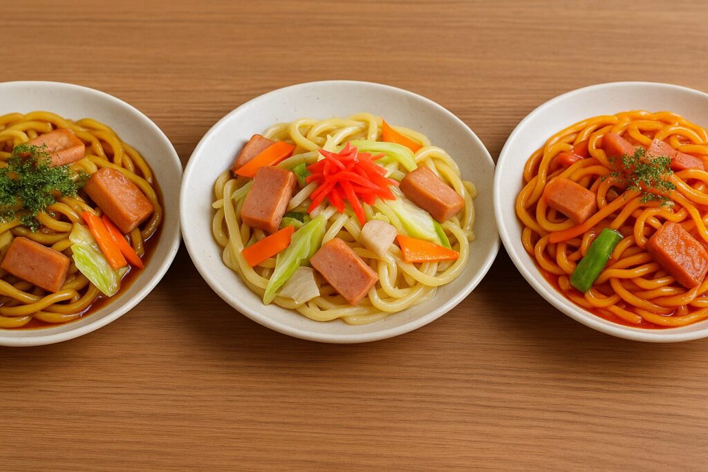 沖縄焼きそばの味付け(ソース・塩・ケチャップ)