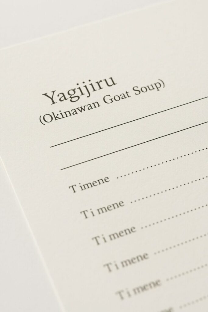 Okinawan Goat Soup Menu