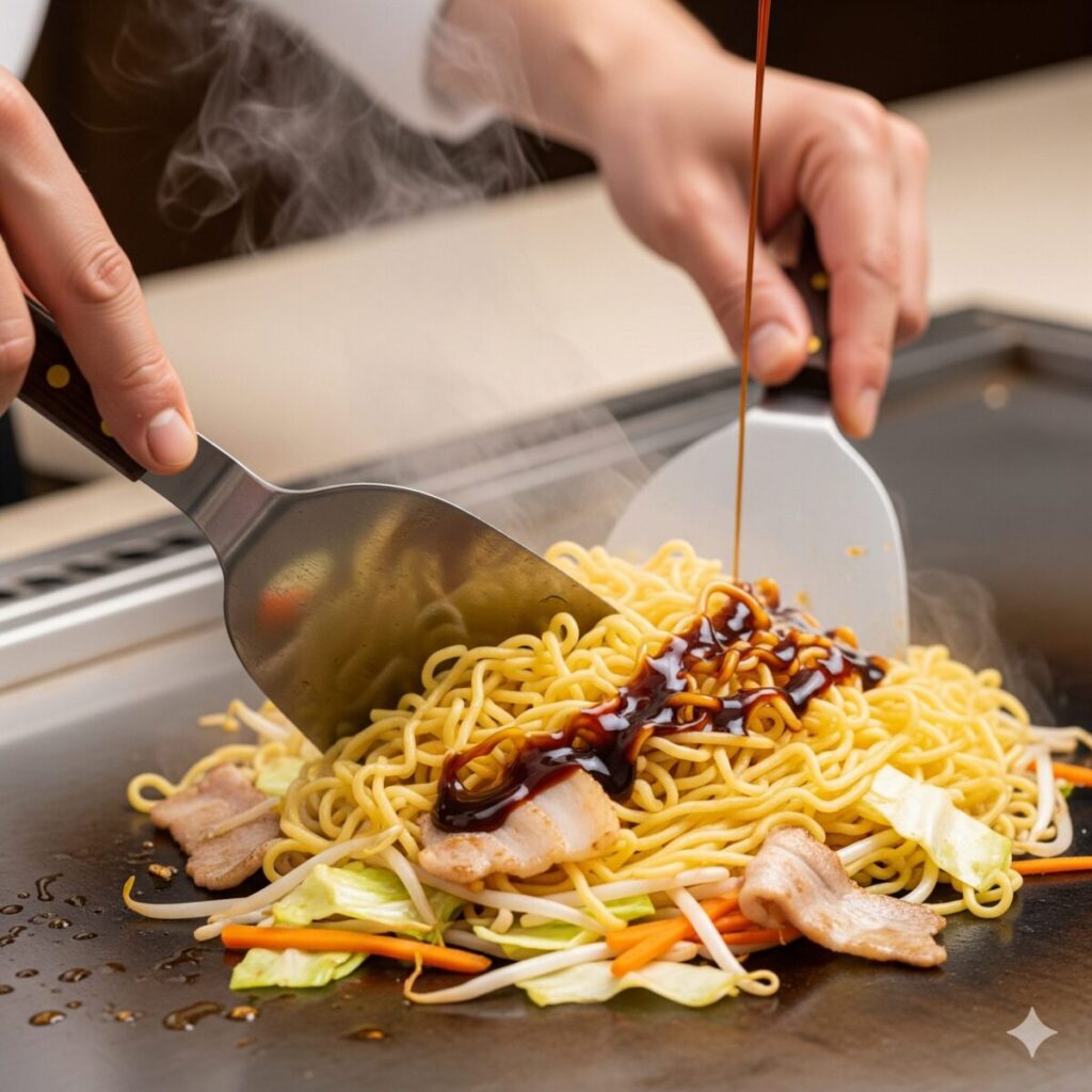 麺を加えて下味