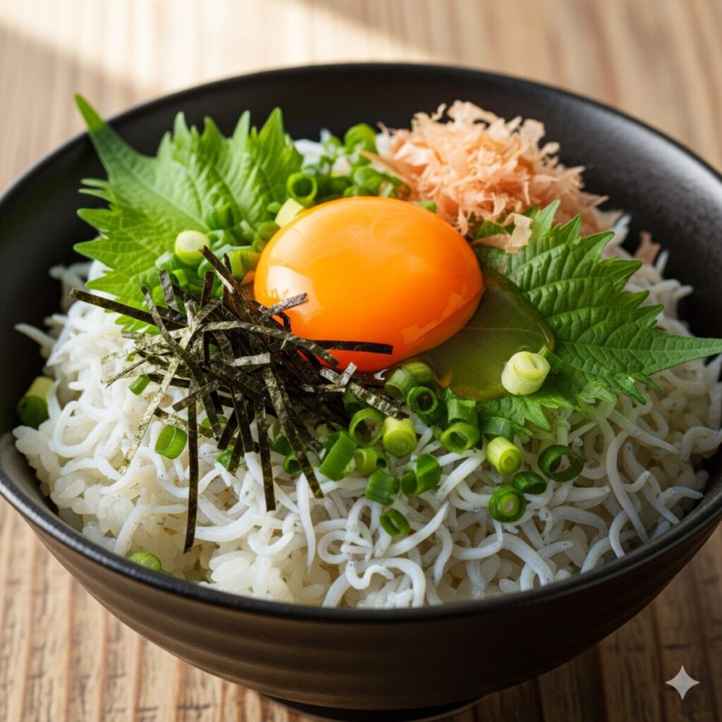 薬味や卵を添える