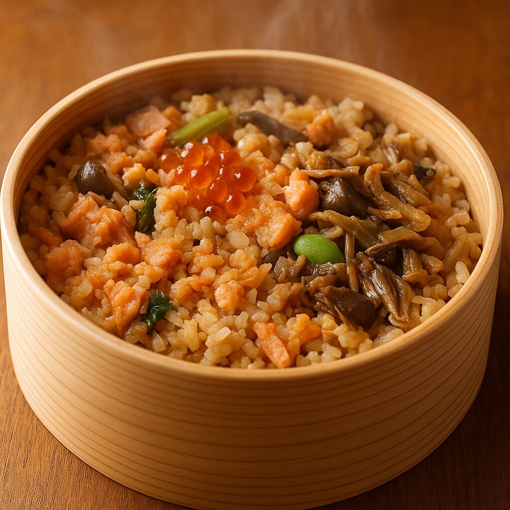 混ぜて食べるわっぱ飯