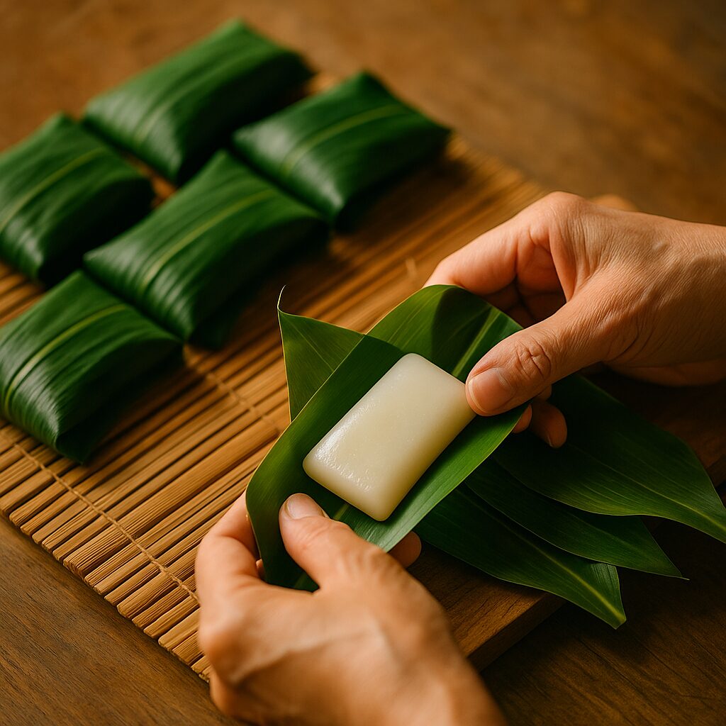 月桃の葉で包む