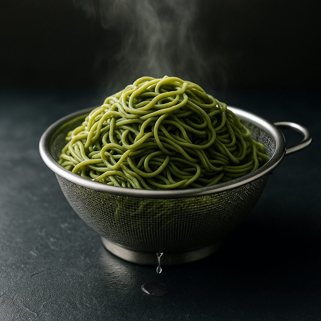 茶そばを茹でる