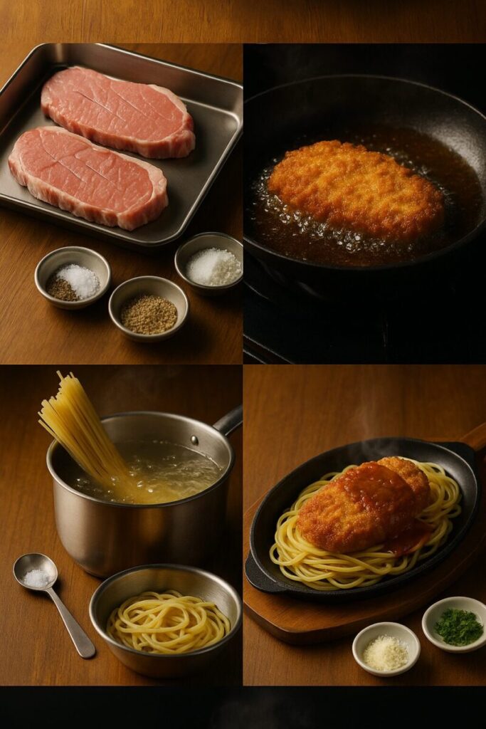 スパカツの調理工程