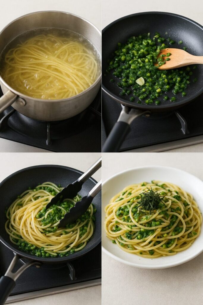 しゃくし菜漬けパスタ